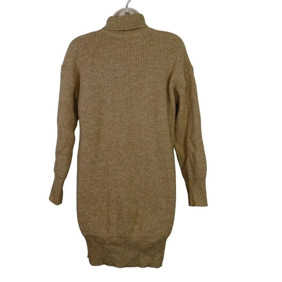 Shein Ribbed Knit Turtleneck Sweater Dress Tunic Women Size S Tan Long Sleeve - Picture 4 of 7